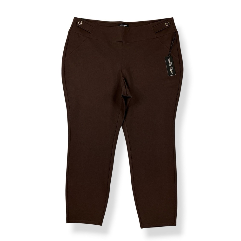 Sabrina Lauren Pants Women 3X Brown Ponte Skinny Pull On Legging Ultra Soft NWT
